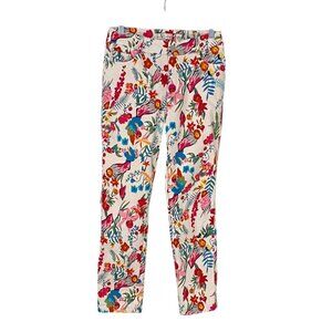 Lena Gabrielle Ankle Pants Womens Size 4 Floral Flat Front Stretch Mid Rise